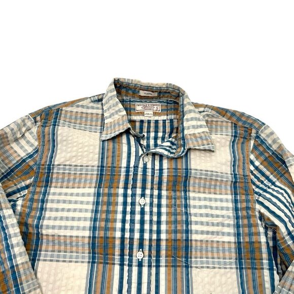 J Crew Wallace Barnes Classic Seersucker Plaid Long Sleeve Button Shirt sz Small - Picture 2 of 6